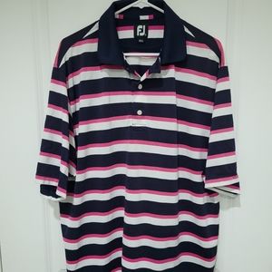 Footjoy Mens Short Sleeve Striped Polo Shirt